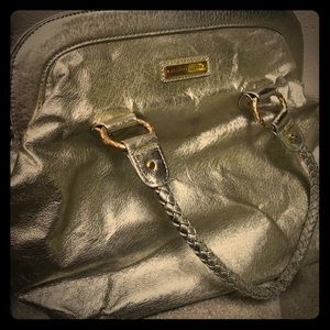 Elliott Luca gold leather satchel *fun glamour*